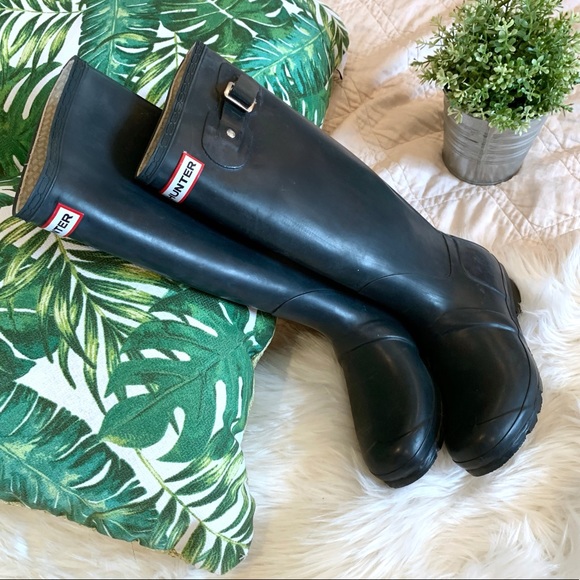 Hunter Shoes - Matte Navy Tall Hunter Rain Boots | Women’s 6
